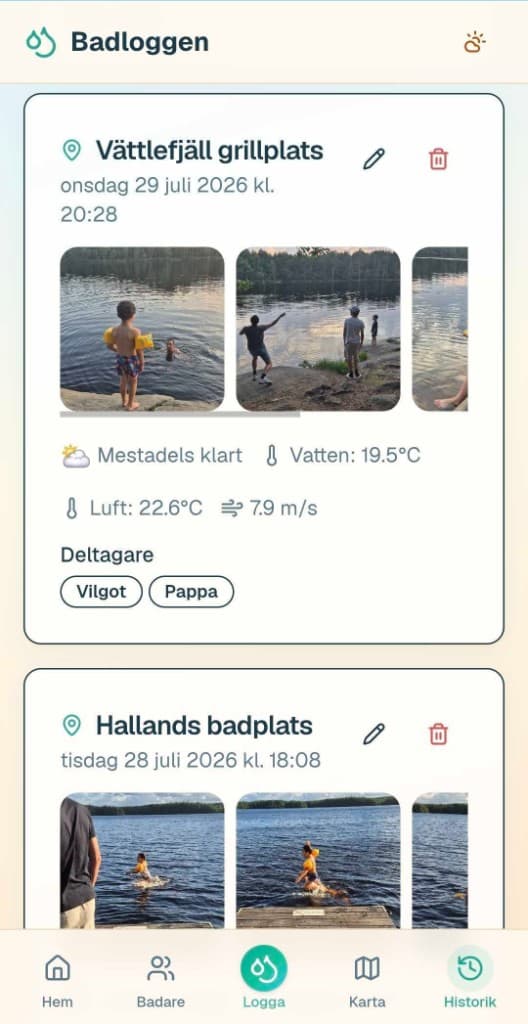 Badloggen på mobil